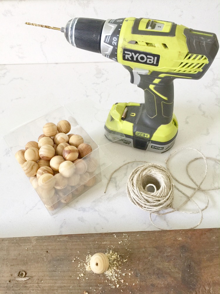wood bead strand DIY