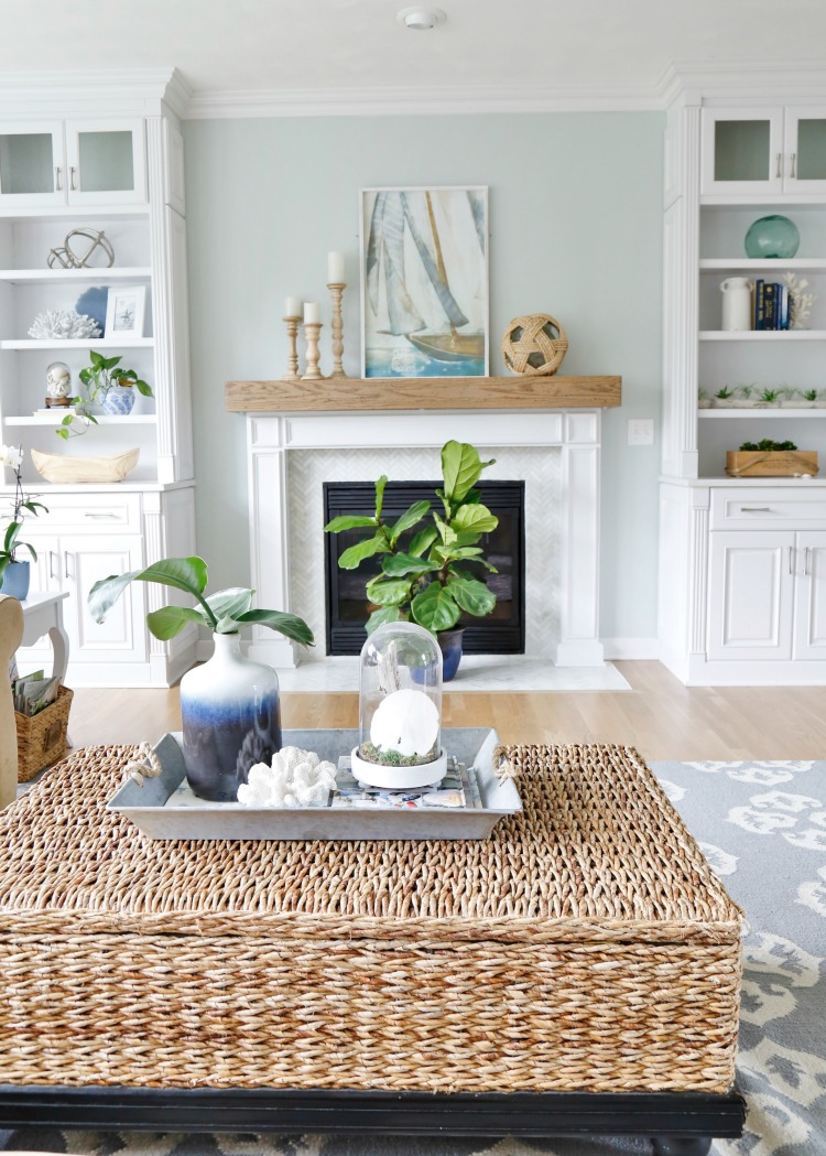 Summer Blues Coastal Family Room Tour Sand and Sisal