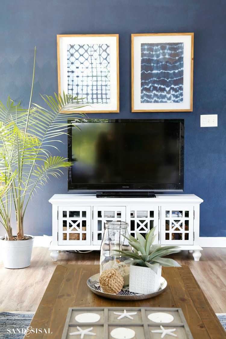 Nautical Media Room Makeover Sand and Sisal