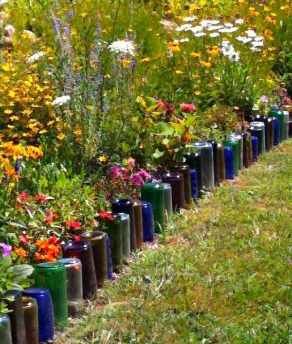 Wine Bottle Garden Edging - Garden Edging Ideas