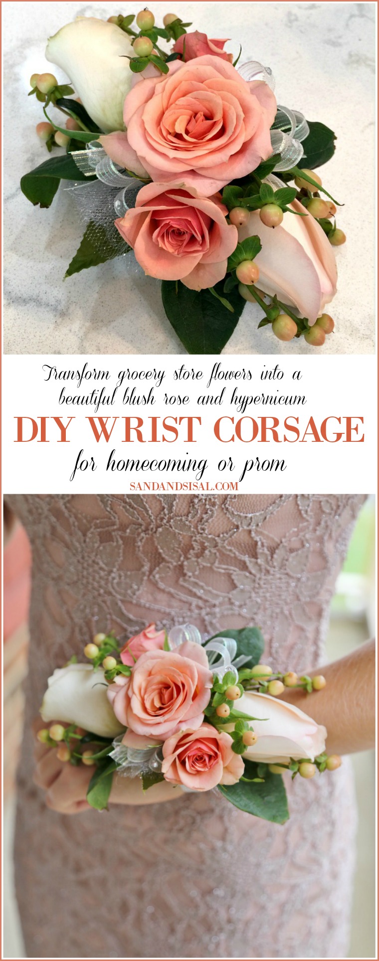 DIY Wrist Corsage for Homecoming or Prom - Sand and Sisal - Meopari