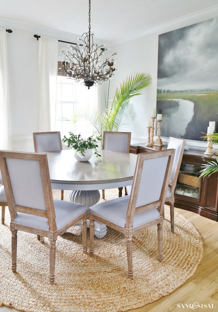 Coastal Dining Room with Driftwood finish table