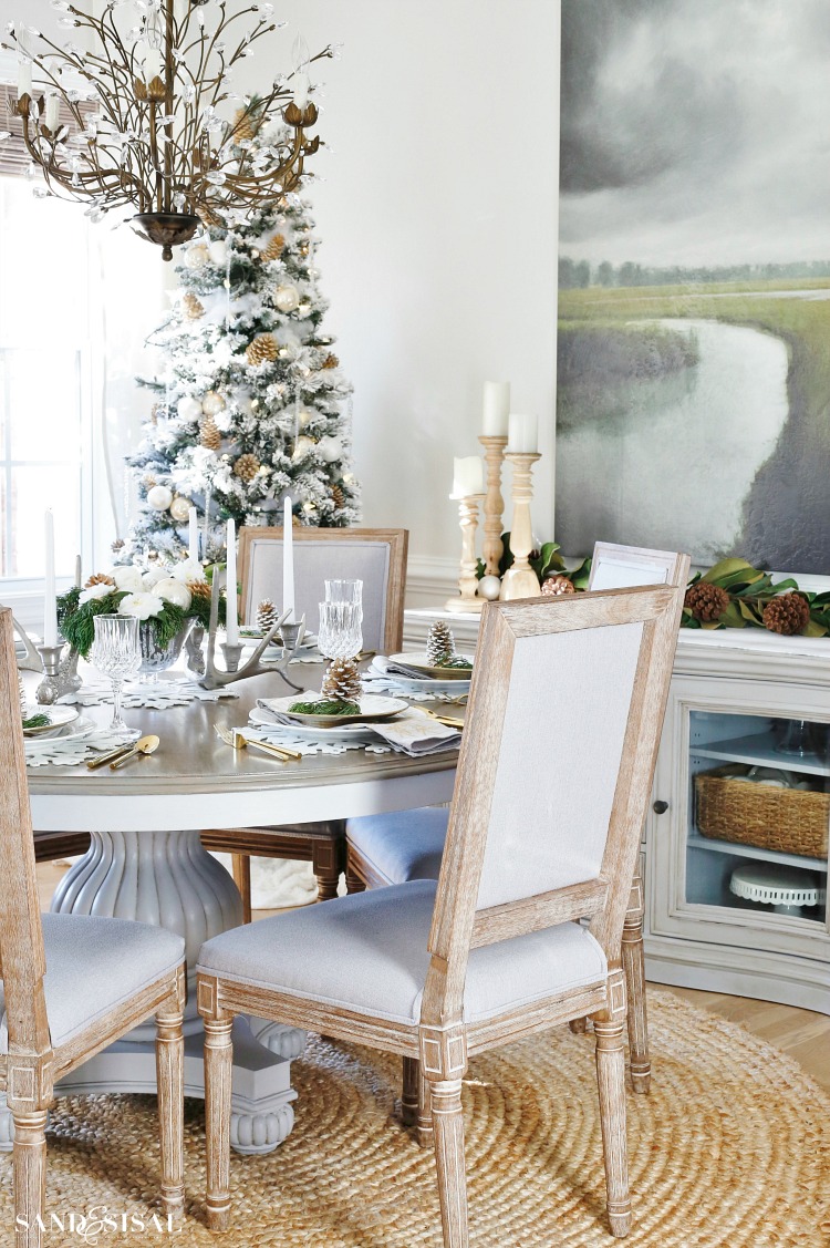 Neutral Christmas Rustic Glam Dining Room