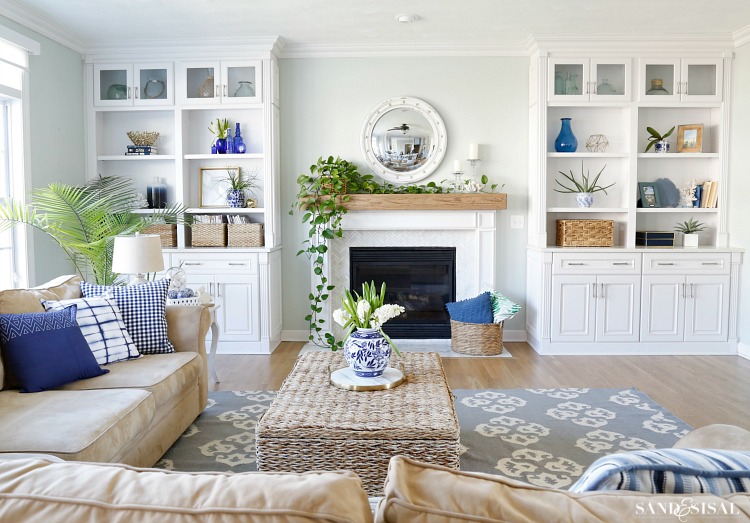 Blue and White Family Room Tour