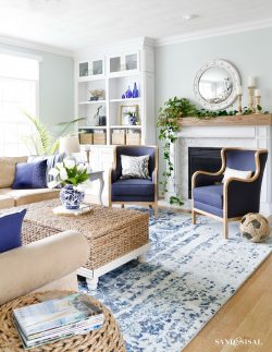 New Blue and White Living Room Updates - Sand and Sisal