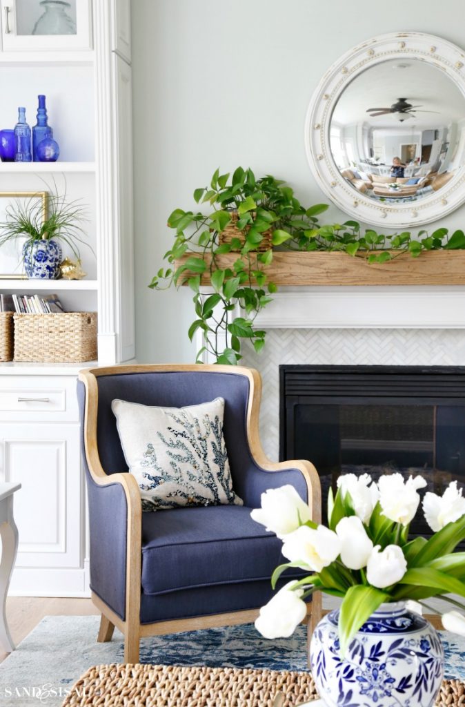 New Blue and White Living Room Updates - Sand and Sisal