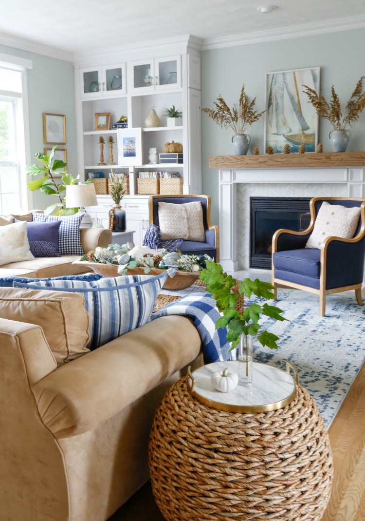 Navy and Neutral Fall Living Room