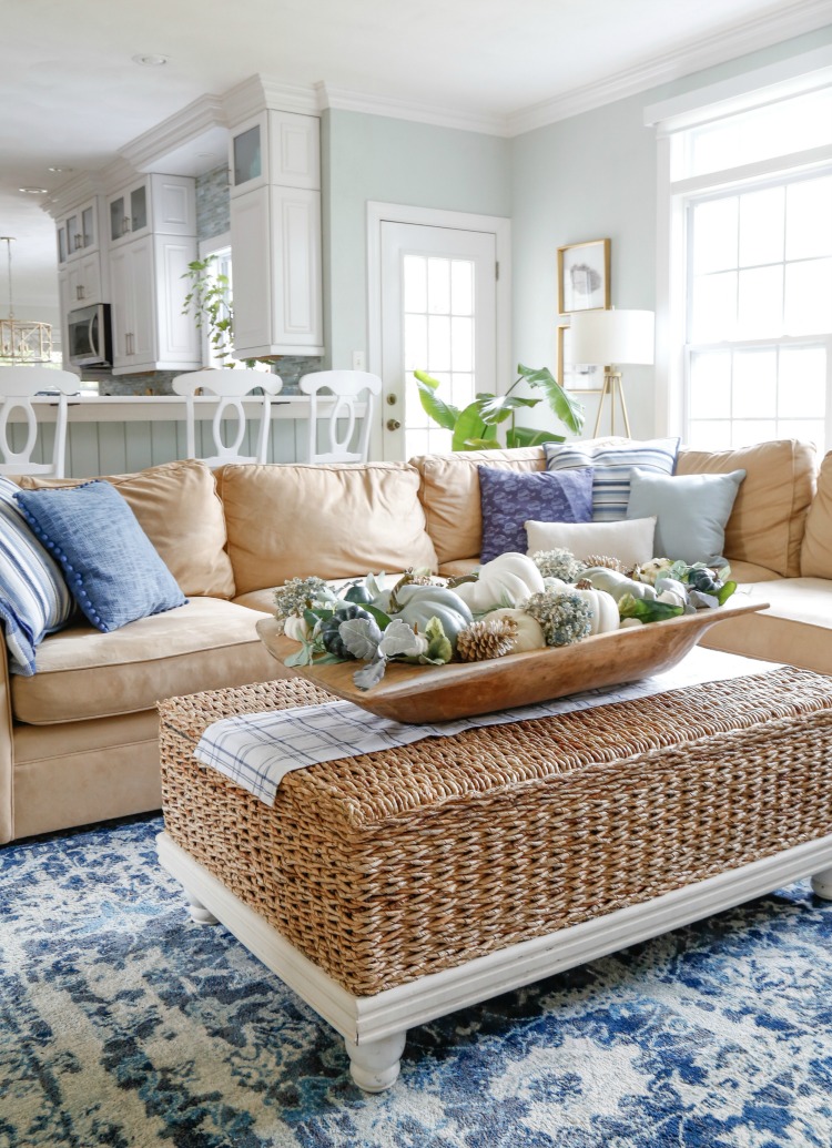 Navy and Neutral Fall Living Room