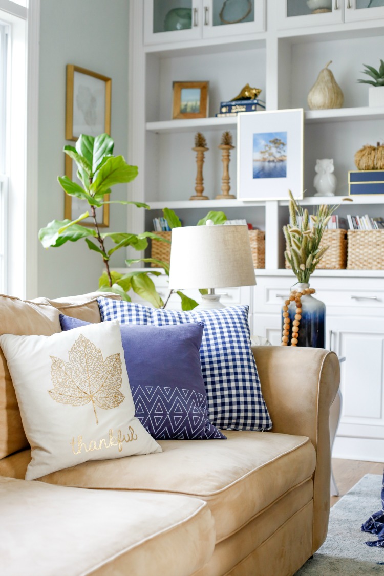 Navy and Neutral Fall Living Room Tour 