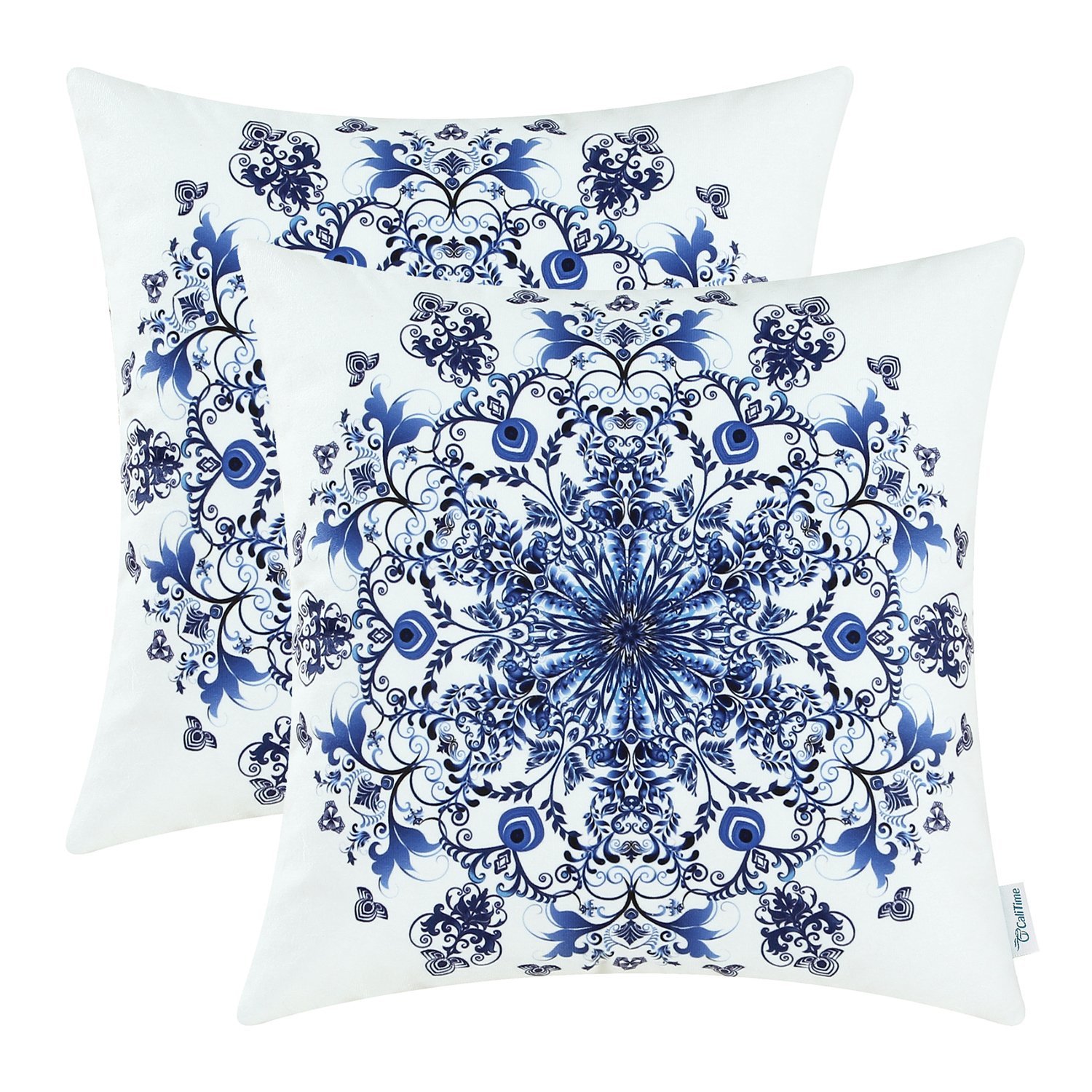 Blue and White Snowflake Pillow Cover