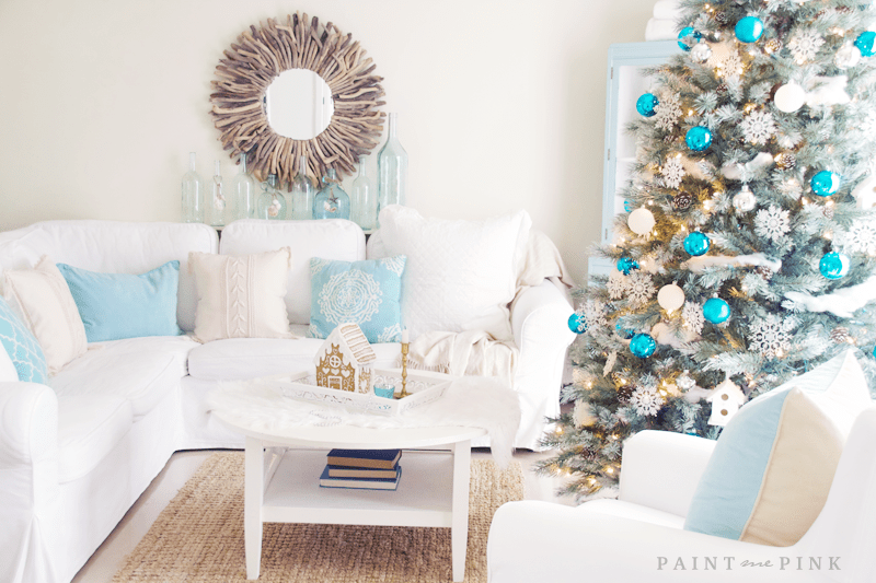 Coastal Christmas Living Room