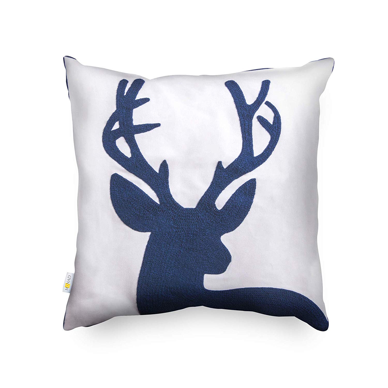 Embroidered Navy Reindeer Pillow Cover