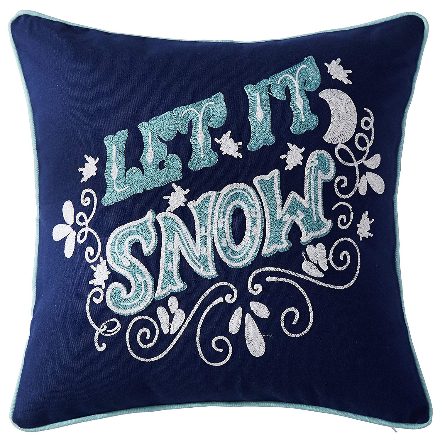 Navy Blue Let it Snow Pillow Cover