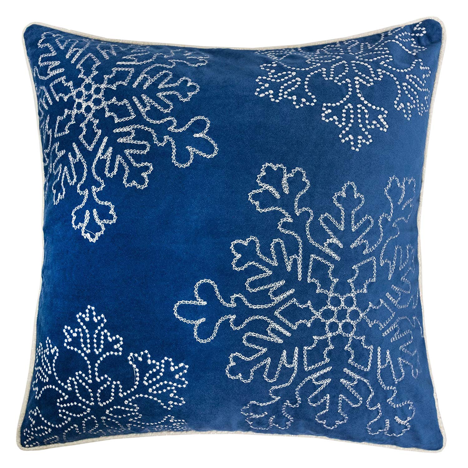 Velvet Navy Snowflake Pillow Cover