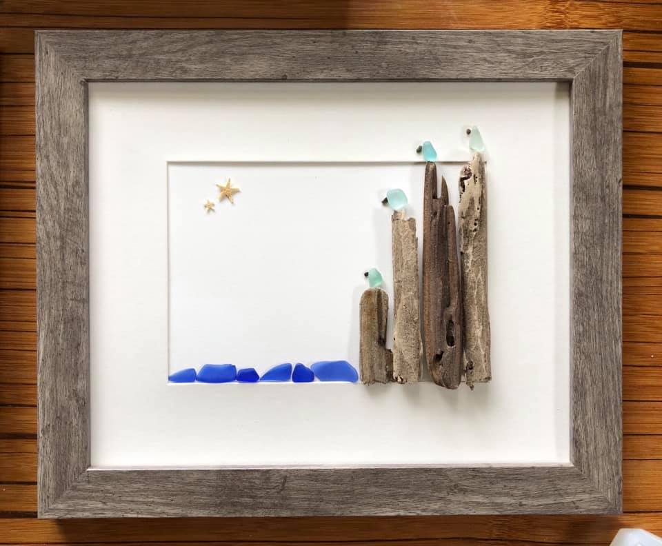 Beach Art- Heidi Peters - Driftwood Pier and Seagulls