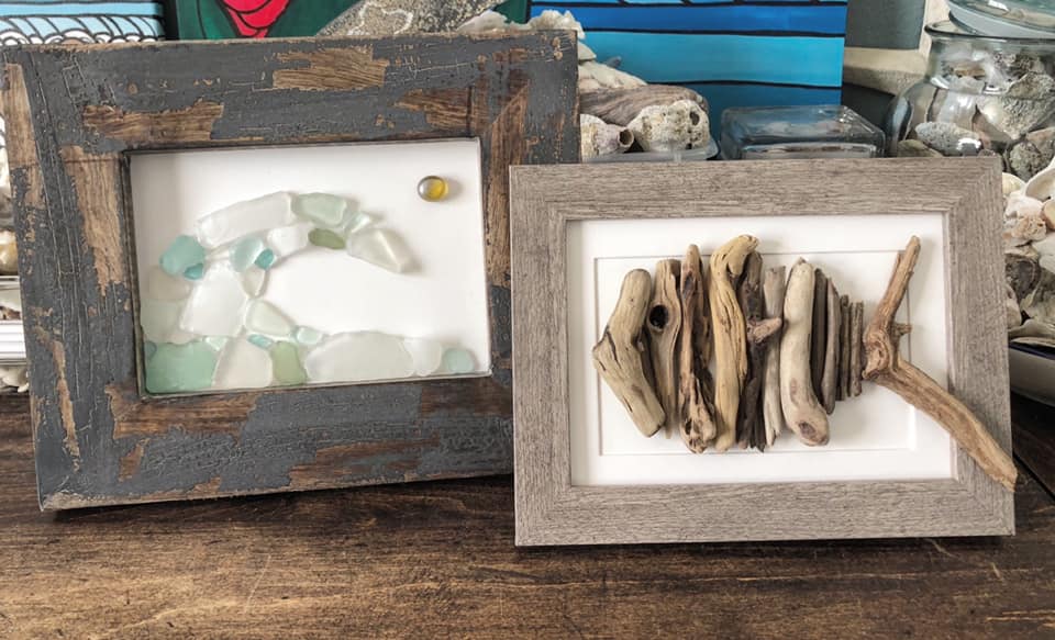 Beach Art - Heidi Peters - Sea Glass Wave - Driftwood Fish