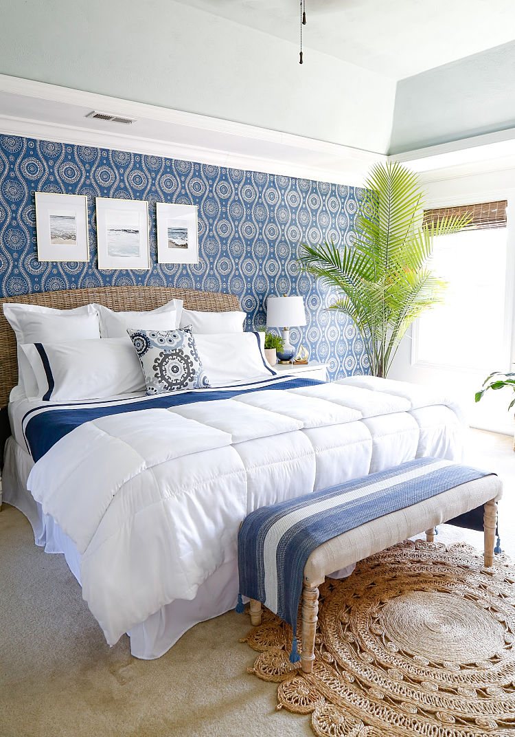 Coastal Blues Master Bedroom Makeover - Sand and Sisal