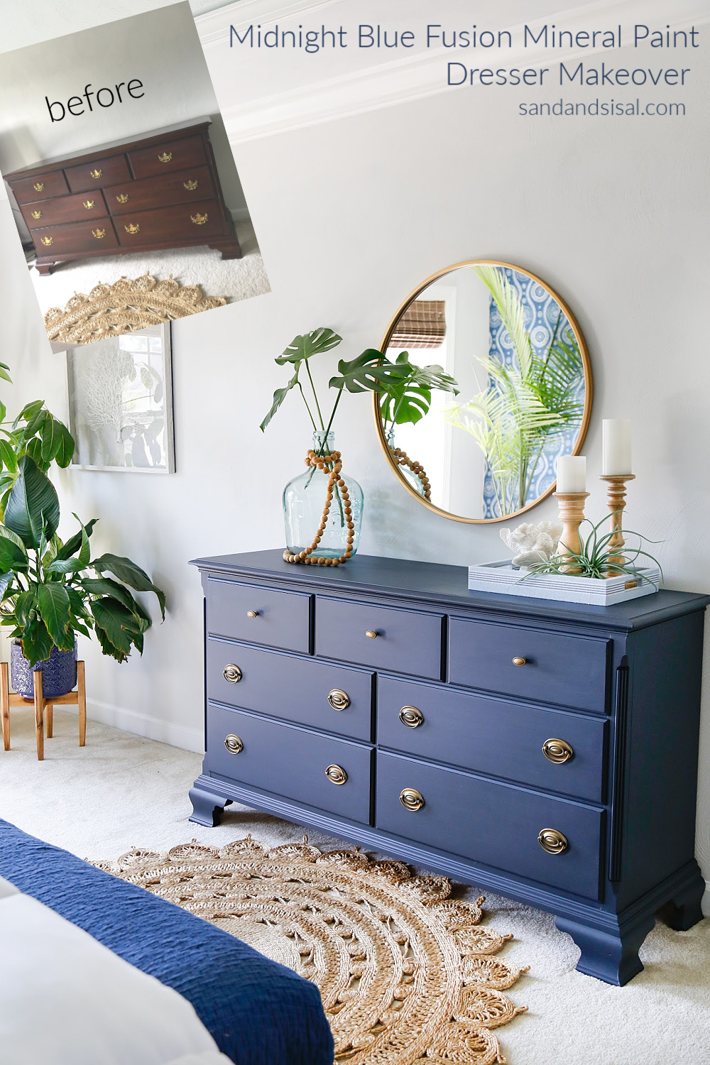 Midnight Blue Fusion Mineral Paint Dresser Makeover