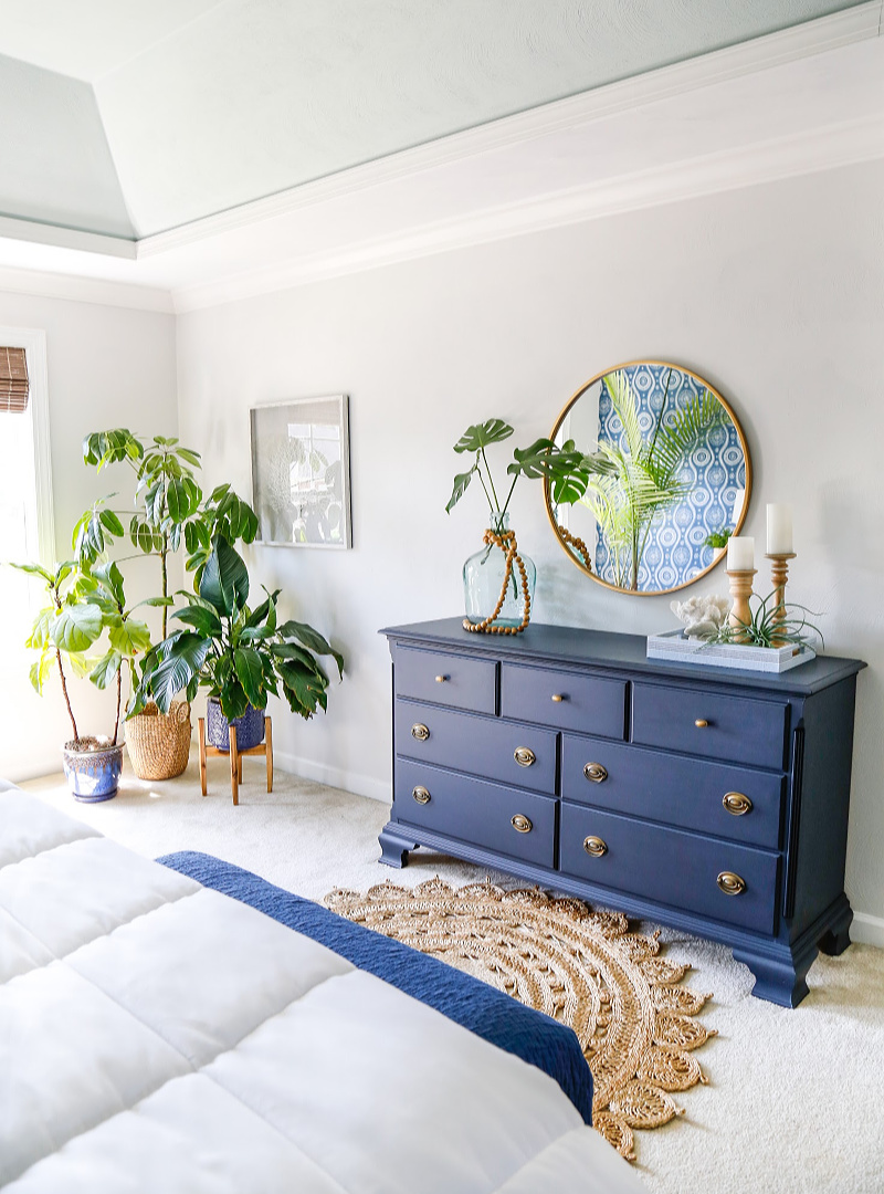 Midnight Blue Fusion Mineral Paint Dresser Makeover Sand