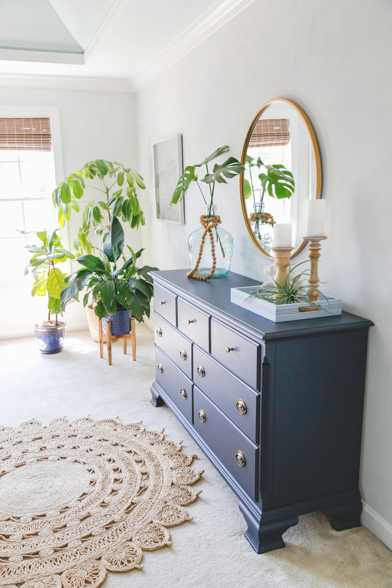 Midnight Blue Fusion Mineral Paint Dresser Makeover Sand and Sisal