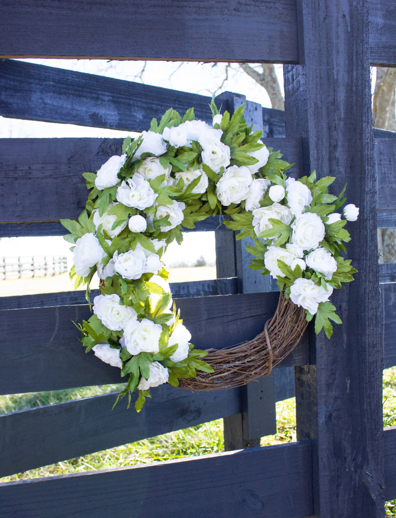 white floral spring wreath