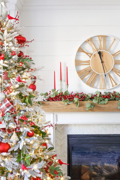 Cranberry Christmas Mantel