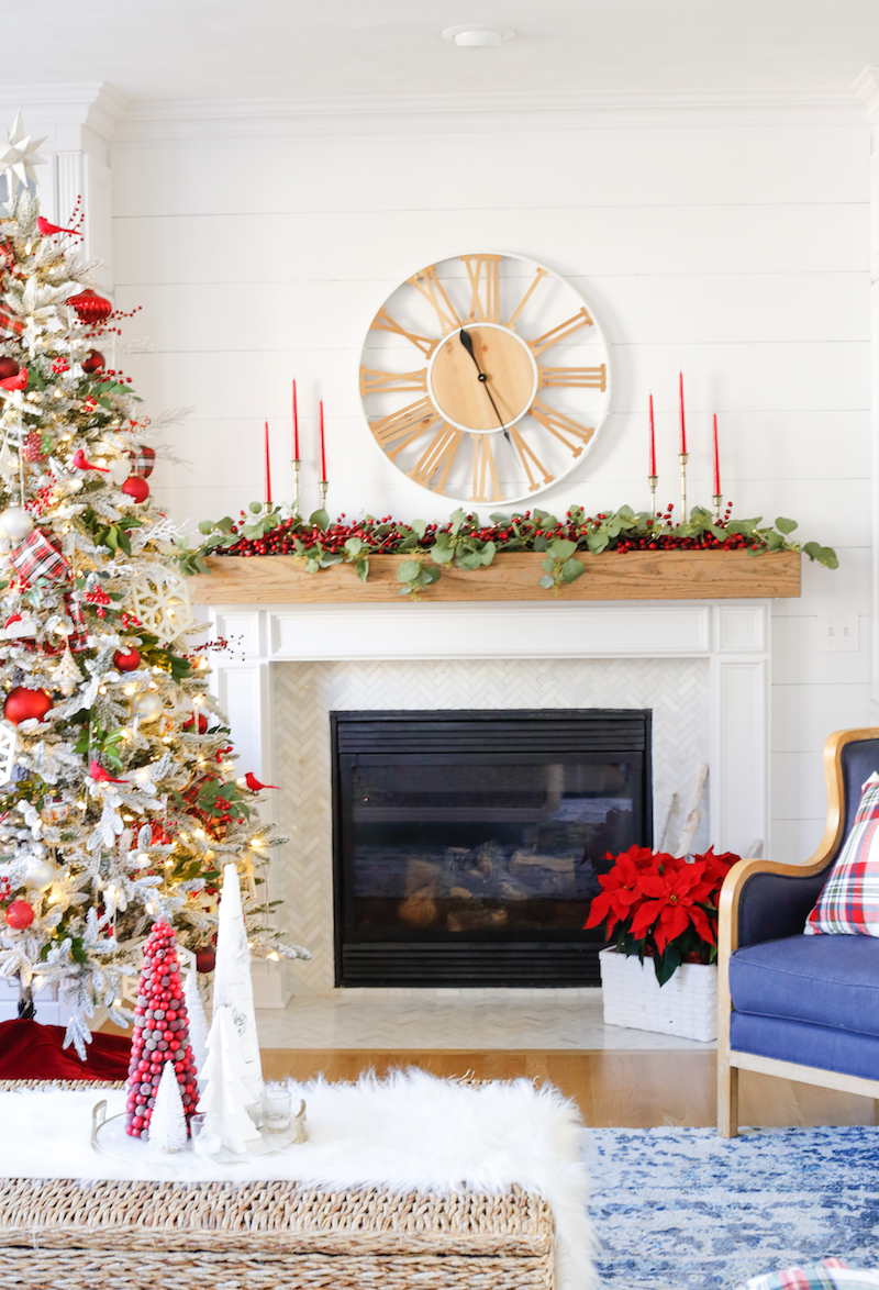 Red and Green Christmas Mantel