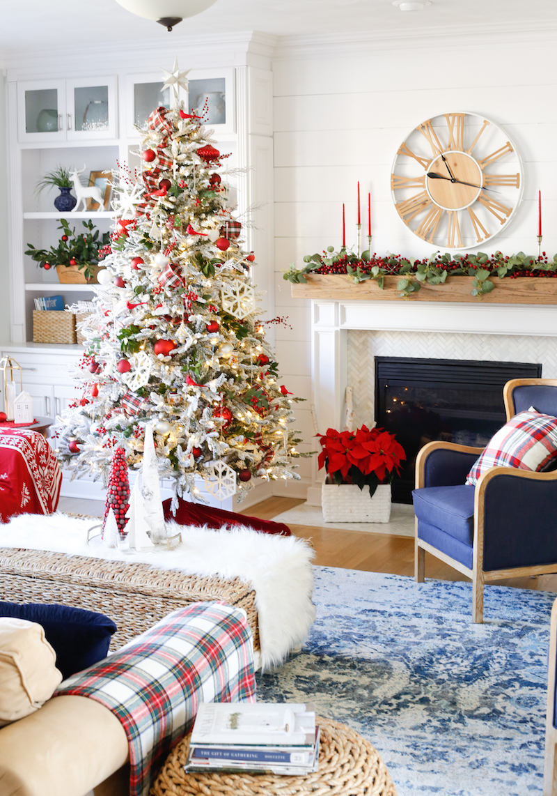 Classic Red and White Classic Christmas Living Room Tour