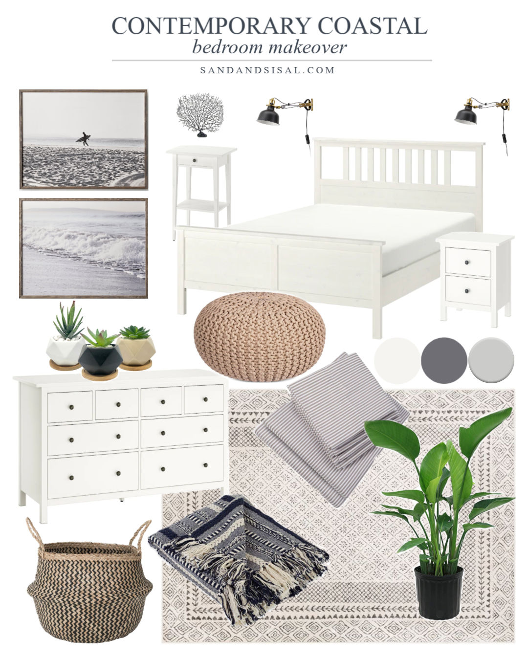 Contemporary coastal Bedroom design board