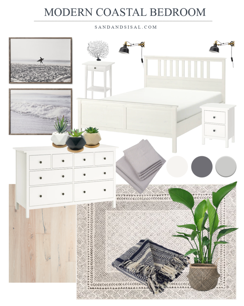 Modern Coastal Bedroom Design Board