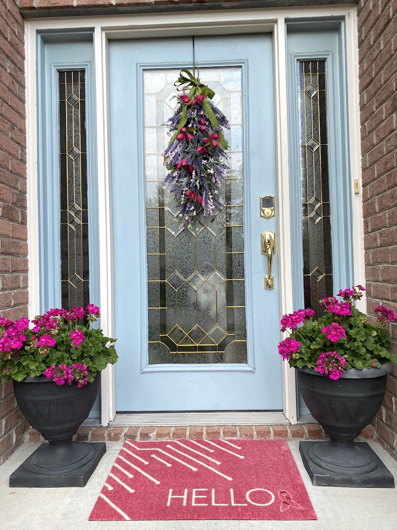 Pink Ribbon Hello Welcome Door Mat